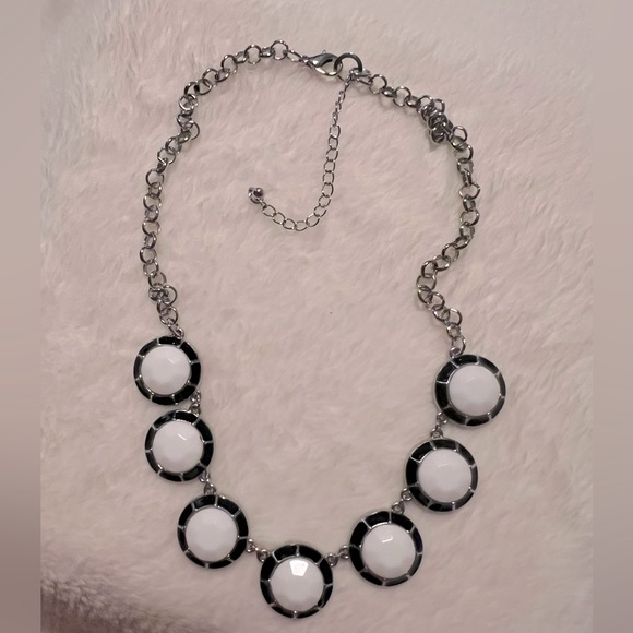 Black n White Choker Silver Tone Necklace - Picture 8 of 8